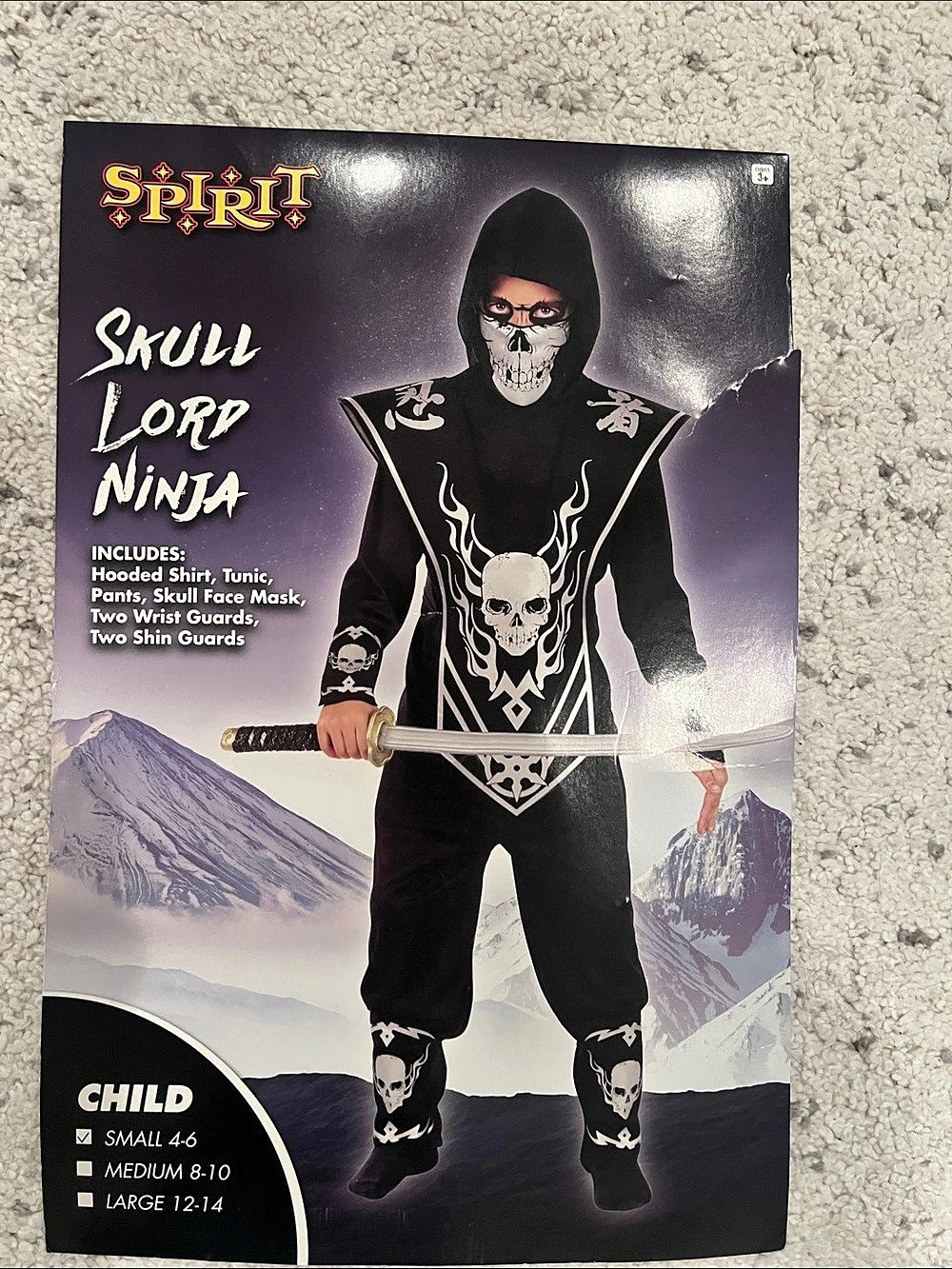 Spirit Halloween Skull Lord Ninja Child Costume Boys Medium Black & Gray small 4